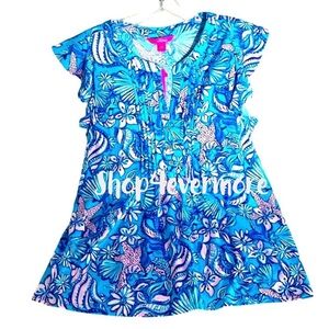 🆕💕🌴LILLY PULITZER🌴GOLDA TOP AMALFI BLUE SOUND THE SIRENS